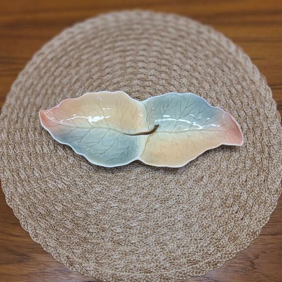 Vintage Royal Winton Orange & Green double leaf dish made in England - Picture 5 of 8